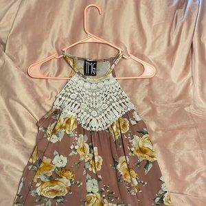 Cute pink tank top with floral print size S